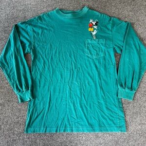 Disney‎ Vintage Teal Shirt Mickey Mouse Embroidered